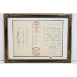 1928 an original framed menu and wine card for the famous Bohemian Cosmo Club in Wardour Street