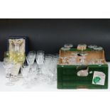 2 boxes of crystal cut glass sets to include Royal Doulton , Brierley etc; along with a
