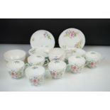 Shelley ' Wild Flowers ' tea set to include 6 teacups & saucers, 6 tea plates, milk jug and sugar