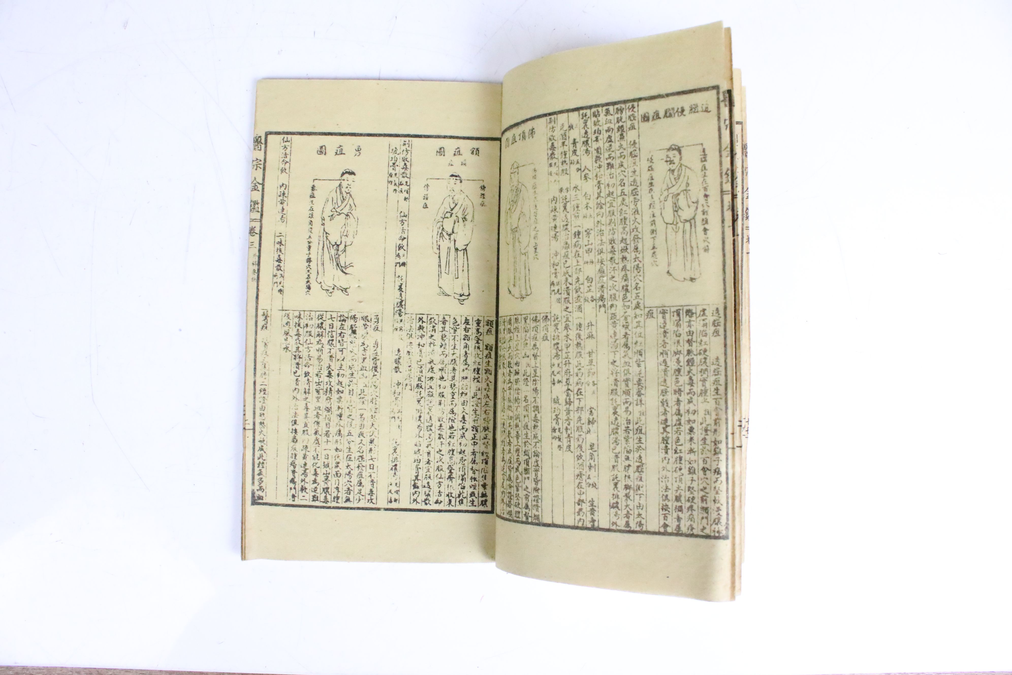 Two antique oriental books having numerous illustrations, portraits, anatomical and birds etc. - Image 3 of 7