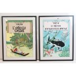 Two Herge ' Les Aventures de Tintin ' Poster Prints including Red Rackham’s Treasure and The