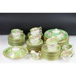 Copeland Spode green ground floral tea & dinner ware, pattern no. R2115, to include 2 tureens &