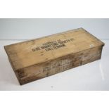 Early to Mid century Pine Lidded Crate stamped to top and sides ' Property of Glos. Marketing