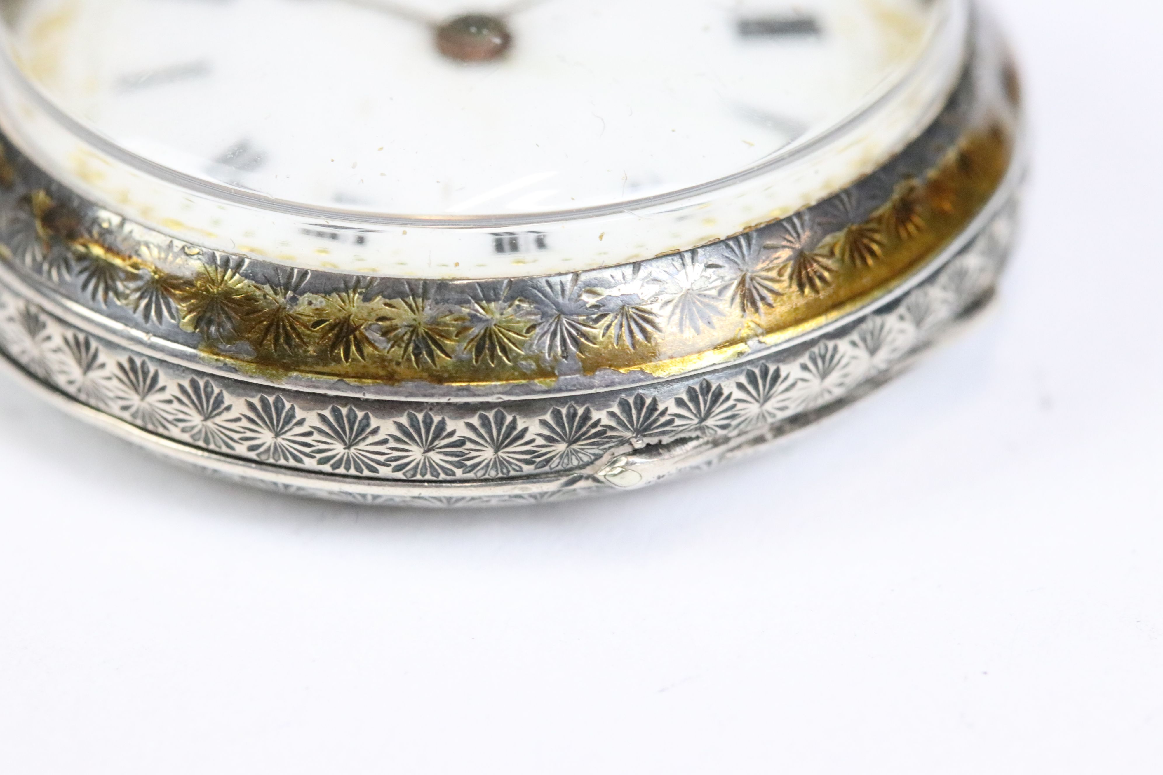 A collection of three silver cased ladies fob watches, two with enamel decoration to the dial. - Image 13 of 13
