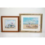 Punch and Judy show beach scene, oil on board, indistinctly signed lower right, 29 x 39cm, framed