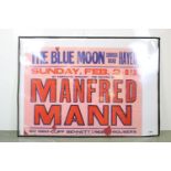 Music Poster - Manfred Mann UK Quad poster for gig at The Blue Moon, Hayes on 2nd February 1964, 30"