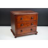 Victorian mahogany table top three drawer chest