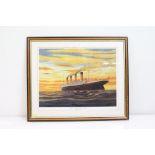 Framed and glazed titanic by Simon Fisher