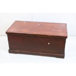 19th century Stained Pine Blanket Box with carrying handles, 94cm wide x 41cm high