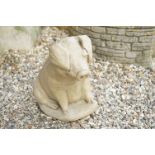 Reconstituted Stone Garden Model of a Seated Pig, 40cm high