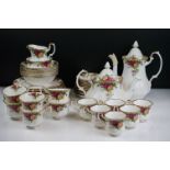 Royal Albert Old Country Roses tea service to include six tea cups and saucers, six smaller cups and