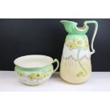 F W & Co early 20th Century Edwardian Art Nouveau wash jug and bowl set in the Arundel pattern.
