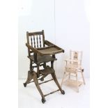 Victorian Metamorphic High Chair together with a Pink Painted Doll's Highchair