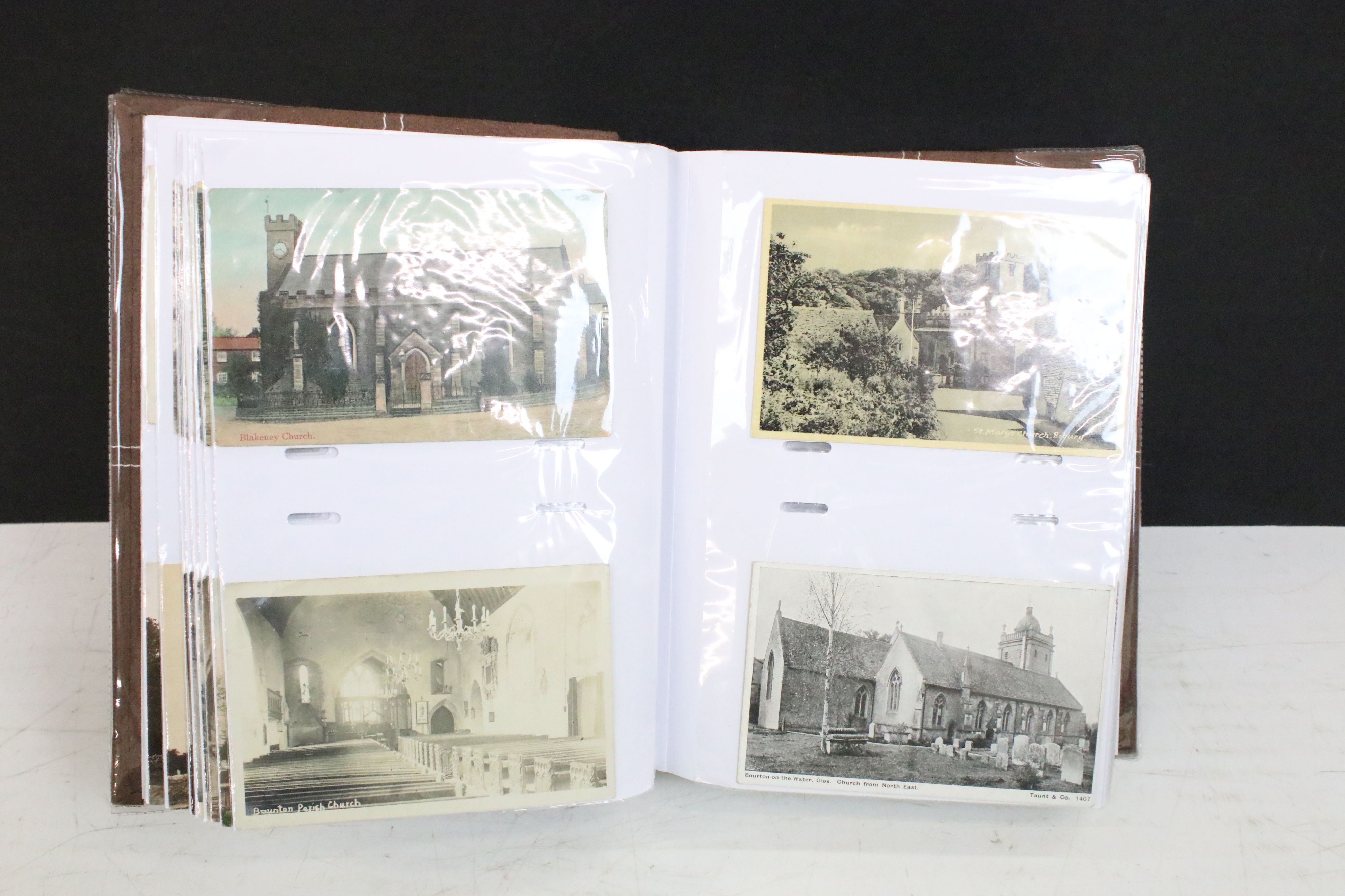 Album containing approx 200 postcards of Gloucestershire town and village churches. Mostly early - Image 4 of 8