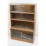 Mid century ' Minty, Library Specialists ' Oak Four Section Stacking Bookcase, each section with