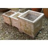 Square Marble effect Garden Planter, the sides with moulded decoration of classical urns, 39cm