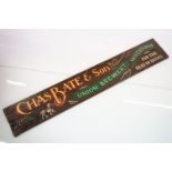 A Chas Bate & Son hand painted wooden brewery sign, measures approx 183cm in length.