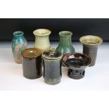 Seven pieces of 20th Century studio art pottery to include some signed examples. Tallest measures