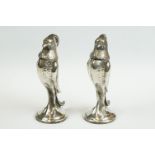 Pair of Silver Plated Salt and Pepper Cruets in the form of Exotic Birds, with screw off heads, 11cm