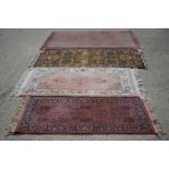 Dutch Burgundy Ground Wool Rug, 140cm x 200cm, Chinese Pink Ground Rug, 150cm x 90cm, Pink Ground