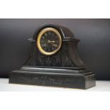 An antique French slate mantle clock, the dial and movement marked Ollivant & Botsford.