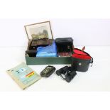 A box of mixed collectables to include a Japanese lacquer ware jewellery box, binoculars,