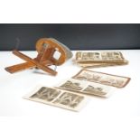 An antique stereoscope viewer together with approx eighteen original slides