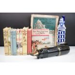 A small box of mixed collectables to include a ceramic desk tidy in the form of a fountain pen, Enid