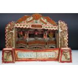 Handmade travelling fairground organ show model, with illuminating lights.