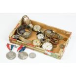 A small group of mixed collectables to include coins, commemorative medallions, silver bangle and