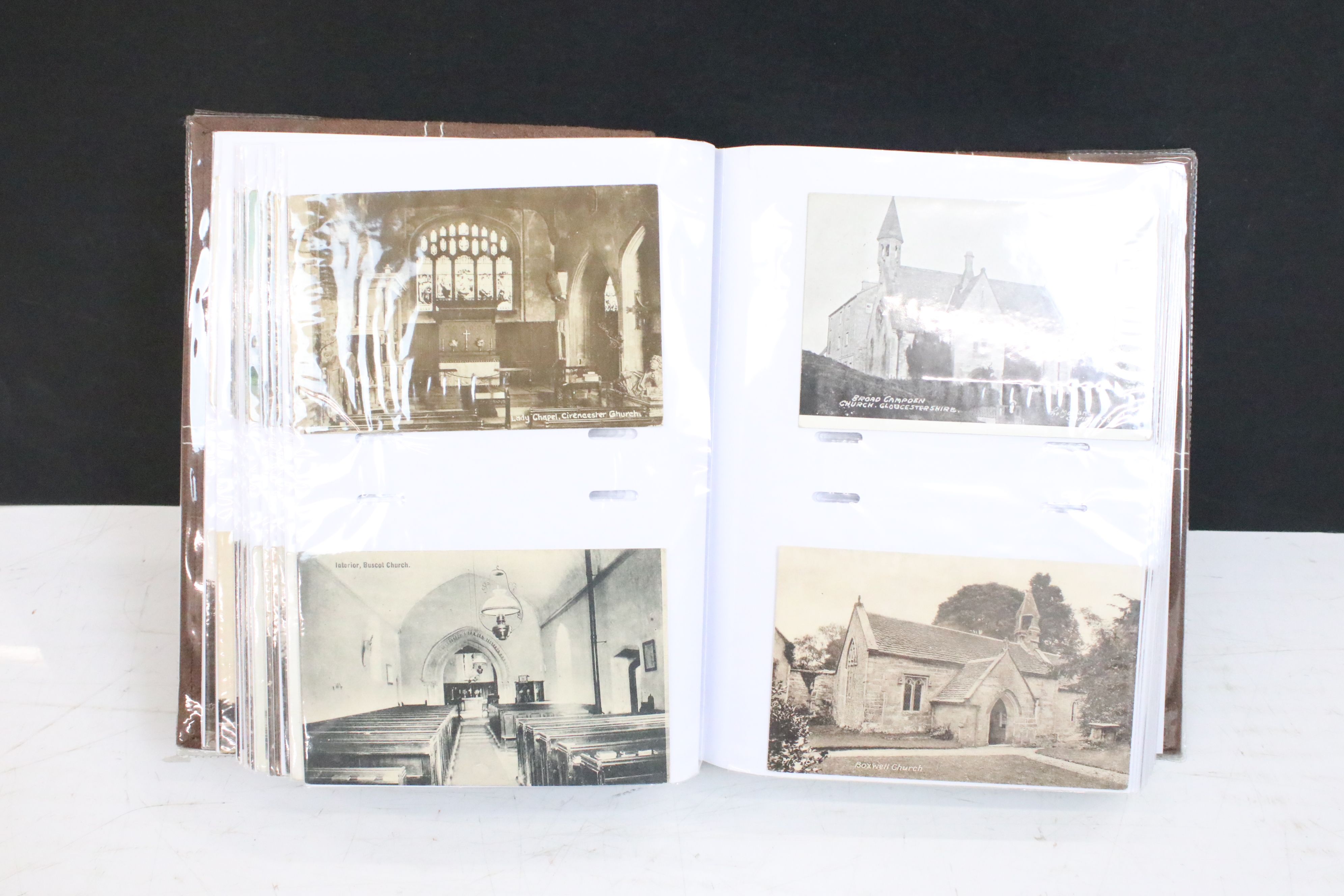 Album containing approx 200 postcards of Gloucestershire town and village churches. Mostly early - Image 5 of 8