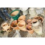 Approximately Nine Terracotta Garden Pots of various sizes, together with Strawberry Planters and