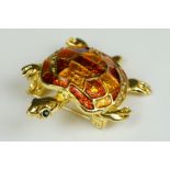 Gilt and enamel turtle brooch