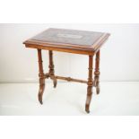 Victorian Oak Table set with an Italian Specimen Marble Top, the central panel depicting a