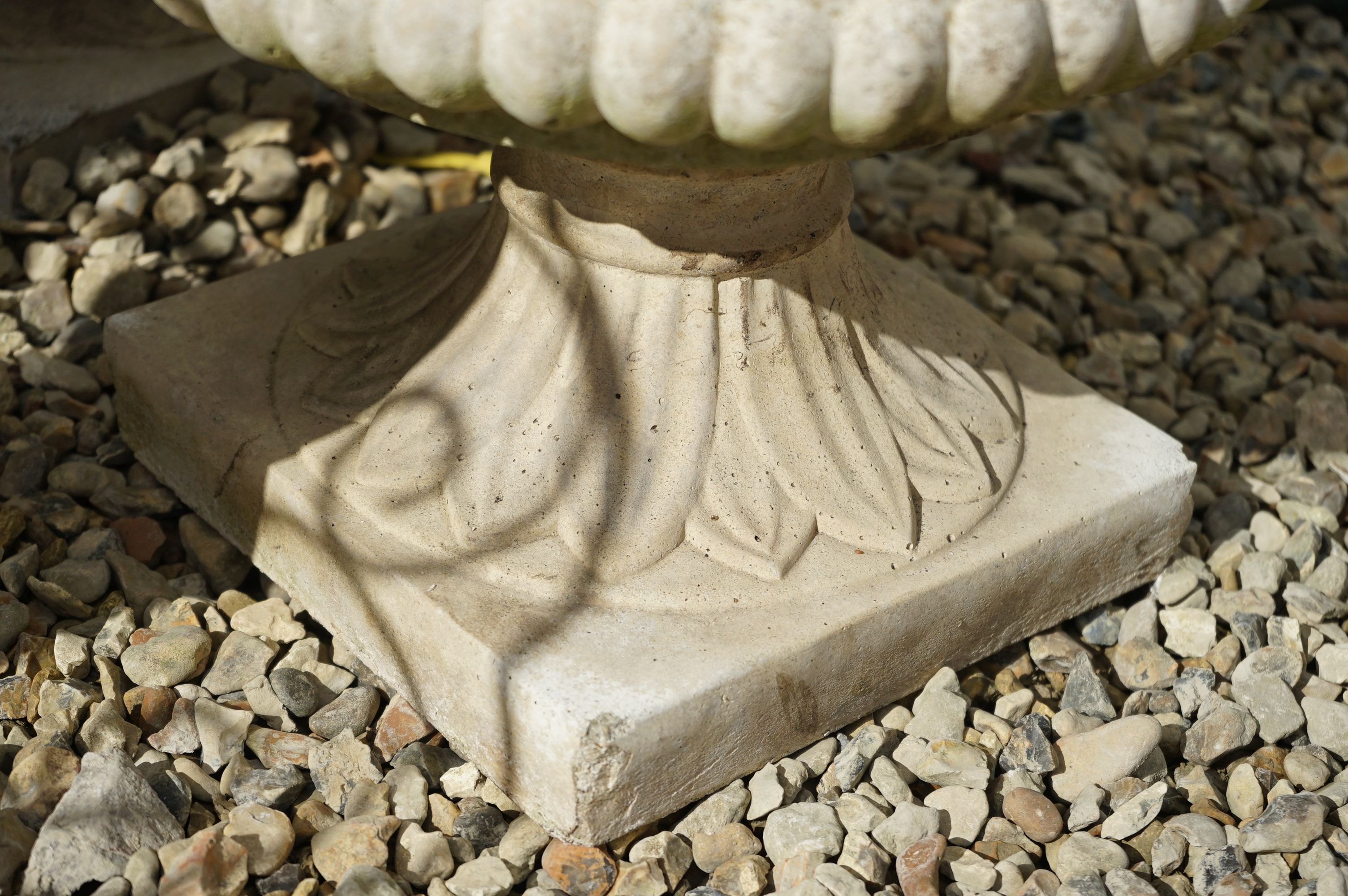 Pair of Reconstituted Stone Garden Planters in the form of Circular Urns on Stands, 38cm diameter - Image 3 of 4