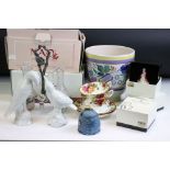 Assorted ceramics to include two boxed Nao figurines, a Poole pottery jardinere, two Royal Albert
