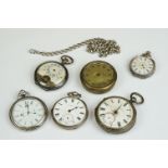 Collection of pocket watches and Alberts including silver.