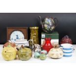 Assortment of 20th Century ceramics to include Wedgwood basalt Capri ware teapot, Sylvac jars,