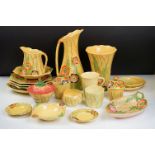 Carlton Ware - A collection of 1930s Anenome pattern ceramics to include jugs, vases, sugar bowl,