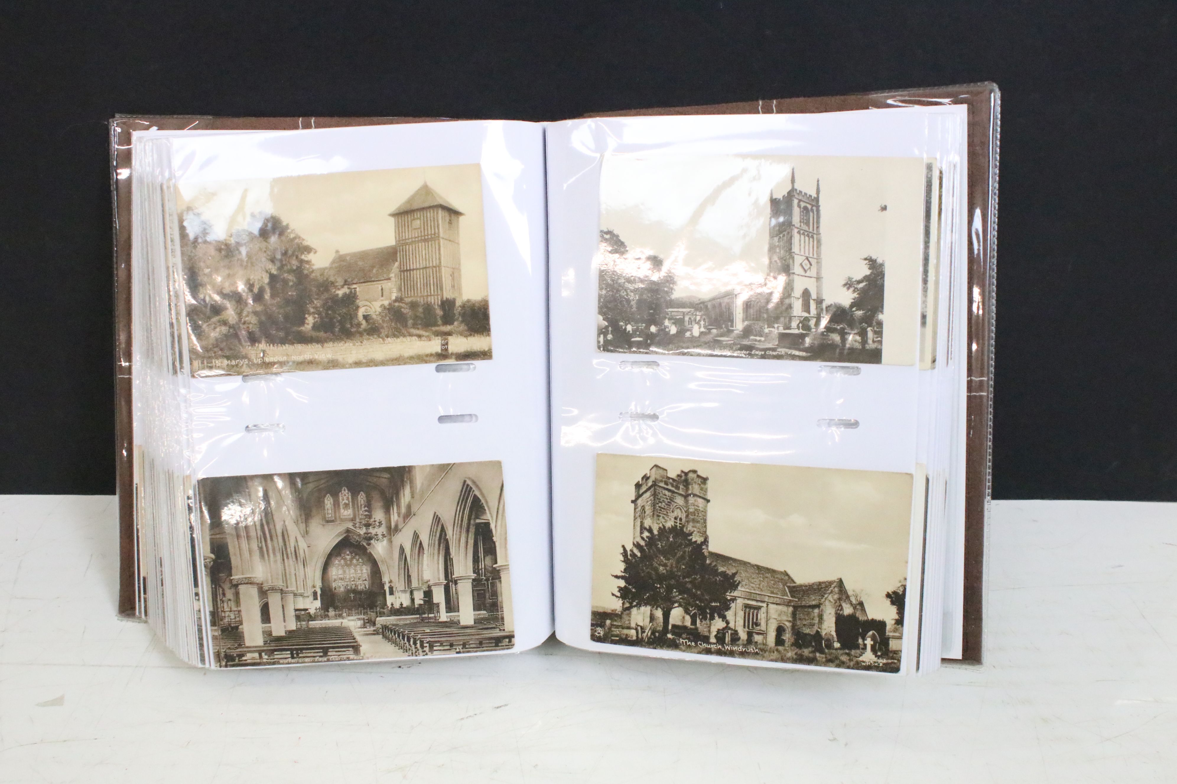 Album containing approx 200 postcards of Gloucestershire town and village churches. Mostly early - Image 8 of 8