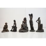A collection of six John Letts bronze effect composite figures of female form.