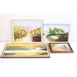 Four 20th century Landscape Oil Paintings, the largest signed H Hayward measuring 92cm x 45cm, all