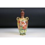 Late 19th Century Royal Bonn vase having hand painted floral sprays with a flared neck and foliate