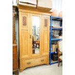 Victorian Satin Walnut Wardrobe, the single mirrored door opening to a hanging space with rails