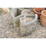 Pair of Reconstituted Stone Curved Garden Planters