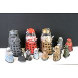 13 Product Enterprise Doctor Who plastic dalek models, various colours and sizes, all variants