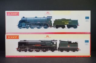 Two boxed Hornby OO gauge locomotives to include R2585 BR 4-6-2 Rebuilt West Country Class 34045