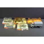 Five boxed Dinky diecast models to include 281 Military Hovercraft, 617 Volkswagen KDF and 50mm