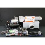 Quantity of modelling airbrushes & tools to include Floureon airbrush spray booth kit (model no.