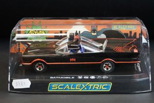 Cased Scalextric C4175 Batman Batmobile 1966 TV Series slot car, ex